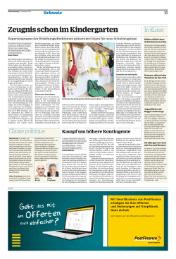 "Zeugnis schon im Kindergarten", Neue Zürcher Zeitung