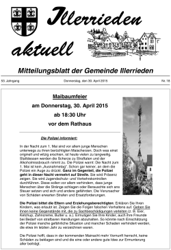 Mitteilungsblatt Nr. 18-2015 vom 30.04.2015