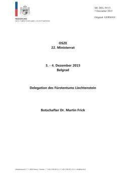 OSZE 22. Ministerrat 3. - 4. Dezember 2015 Belgrad