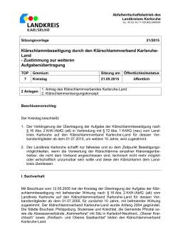 Klärschlammbeseitigung durch den Klärschlammverband Karlsruhe