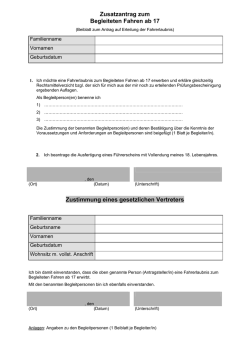 Zusatzantrag zum Begleiteten Fahren ab 17 Zustimmung eines