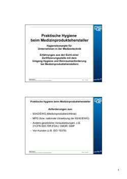 Praktische Hygiene beim Medizinproduktehersteller