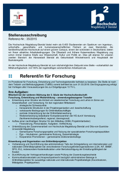 Referent/in für Forschung - Hochschule Magdeburg
