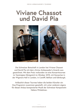 Swiss Ambassador`s Tournee»: Duo mit David Pia