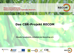 Das CSR-Projekt RECOM - Kongress "100% Erneuerbare