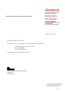Bevern 2016-01-12 Sehr geehrte Damen und Herren, leider