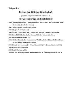 Liste aller Preistr&auml;ger - J&uuml;licher Gesellschaft gegen das Vergessen