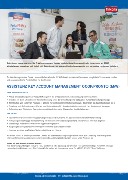 Assistenz Key Account Management Coop/Pronto (m/w)