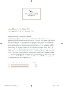 Grand Resort Bad Ragaz AG: Halbjahresbericht per 30. Juni 2015
