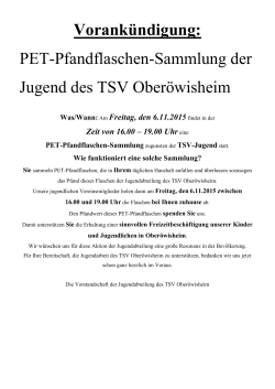 PET-Pfandflaschen-Sammlung der Jugend des TSV Oberöwisheim
