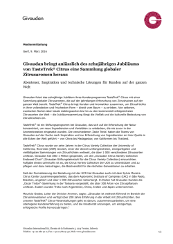Givaudan bringt anl&auml;sslich des zehnj&auml;hrigen Jubil&auml;ums von