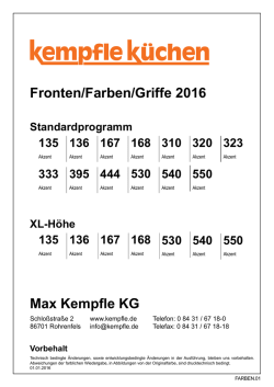 Fronten/Farben/Griffe 2016 Max Kempfle KG