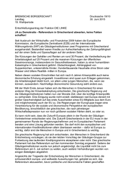 JA zu Demokratie - Referendum in Griechenland abwarten, keine