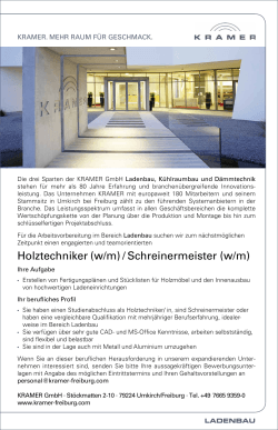 Holztechniker (w/m) / Schreinermeister (w/m)