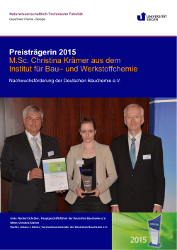 Preisträgerin 2015 M.Sc. Christina Krämer aus dem Institut für Bau