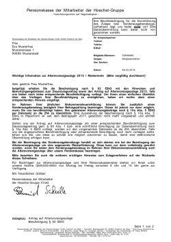 Informationsschreiben - Pensionskasse der Mitarbeiter der Hoechst