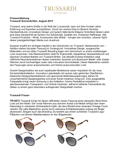 Pressemitteilung Trussardi Sonnenbrillen, August 2015