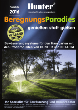 Hunter Bew&auml;sserung Preisliste 2016 Beregnungsparadies