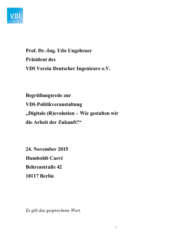 Prof. Dr.-Ing. Udo Ungeheuer Präsident des VDI Verein Deutscher