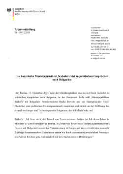Der bayerische Ministerpräsident Seehofer reist zu politischen