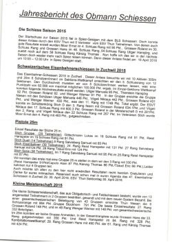 Jahresbericht des Obmann Schiessen