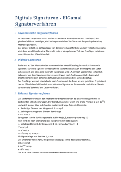 Digitale Signaturen - ElGamal Signaturverfahren