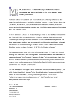 IVL zu den neuen Fachanforderungen: Rolle r&uuml;ckw&auml;rts bei