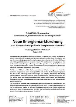 Memorandum Neue Energiemarktordnung