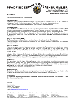 Information zum Fahrtengep&auml;ck