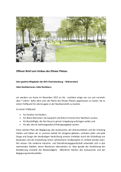 Offener Brief zum Umbau des Olivaer Platzes