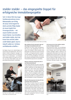 Interview mit Best of Zug - stalder stalder Real Estate AG