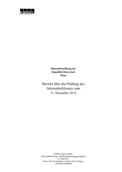 Stipendienstiftung der Republik Österreich: Jahresabschluss 2014