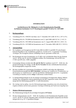 Information Ausfuhrlizenzen f&uuml;r Milchpulver in die