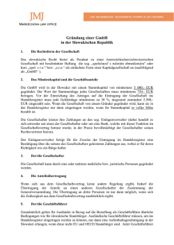 Gr&uuml;ndung einer GmbH in der Slowakischen Republik