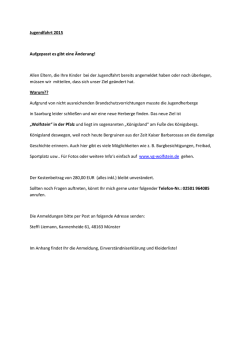 Jugendfahrt 2015 Aufgepasst es gibt eine &Auml;nderung! Allen Eltern