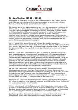 Dr. Leo Wallner (1935 &ndash; 2015)