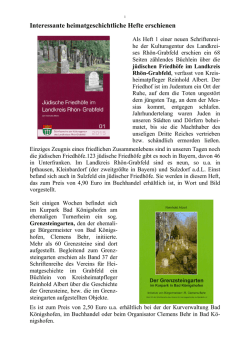 Interessante heimatgeschichtliche Hefte erschienen
