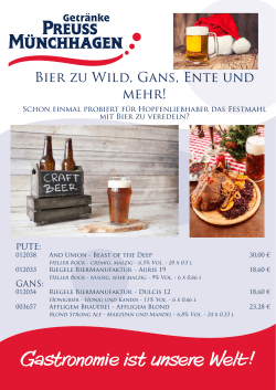 Bier zu Wild, Gans, Ente und mehr!