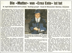 Die &raquo;liilutter&laquo; von &raquo;Erna Ente&laquo; ist tut - Erna-Ente