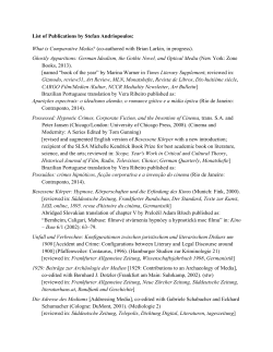 List of Publications by Stefan Andriopoulos