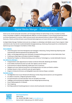 Praktikum - Digital Media Manager (m/w)