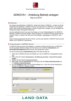 ADNOVA+ - Anleitung Betrieb anlegen - LAND-DATA