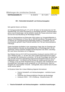 64/2015 VW – Fehlerhafte Schadstoff- und