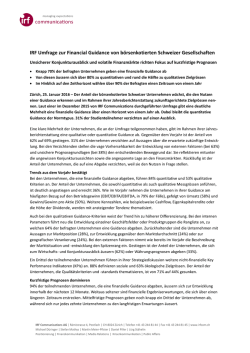 IRF Umfrage zur Financial Guidance von b&ouml;rsenkotierten Schweizer