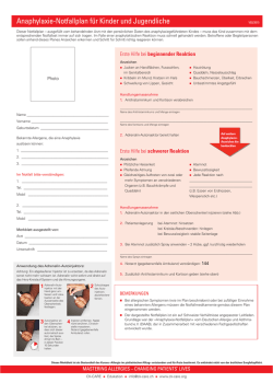 Anaphylaxie-Notfallplan für Kinder und Jugendliche
