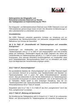 Zur Novelle des Tabakgesetzes zur Implementierung der