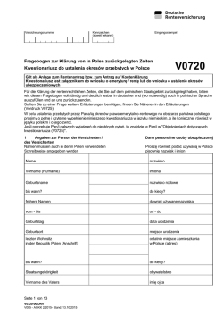 des Formulars "Fragebogen zur Kl&auml;rung von in Polen