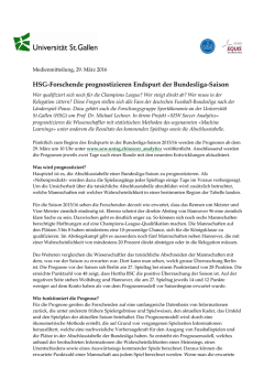 HSG-Forschende prognostizieren Endspurt der Bundesliga