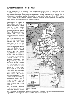 Burma/Myanmar von 1885 bis heute