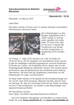 Elterninfo 15-16 - 2 - Weitsicht Sekundarschulzentrum Märstetten